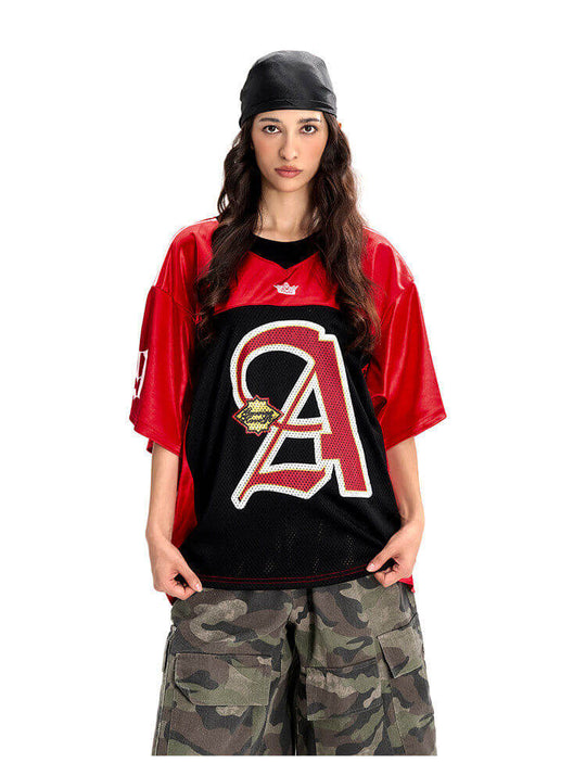 F3F Select Big Letter A Color Block Mesh Short Sleeve Jersey | Face 3 Face