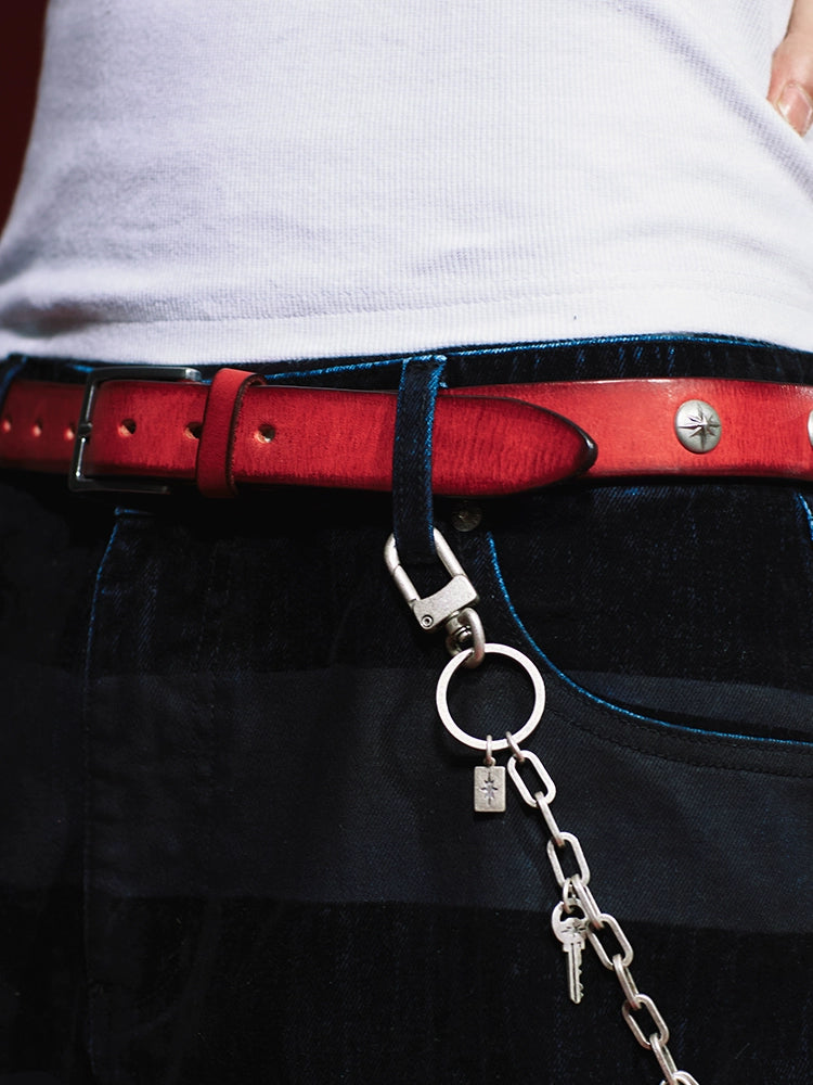Remedy Washed Color Metal Studded Leather Belt | Face 3 Face