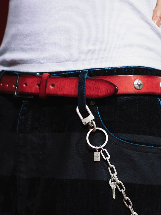 Remedy Washed Color Metal Studded Leather Belt | Face 3 Face