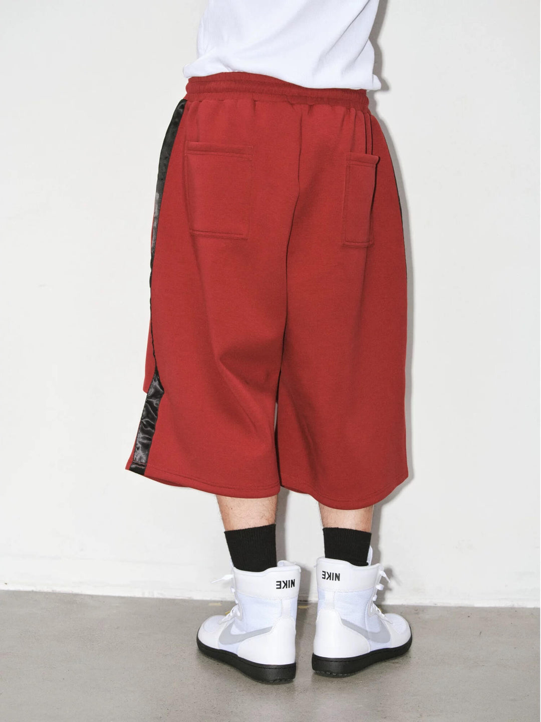 NOVACAM Flocked Print 3D Side Stripe Baggy Sweat Shorts | Face 3 Face
