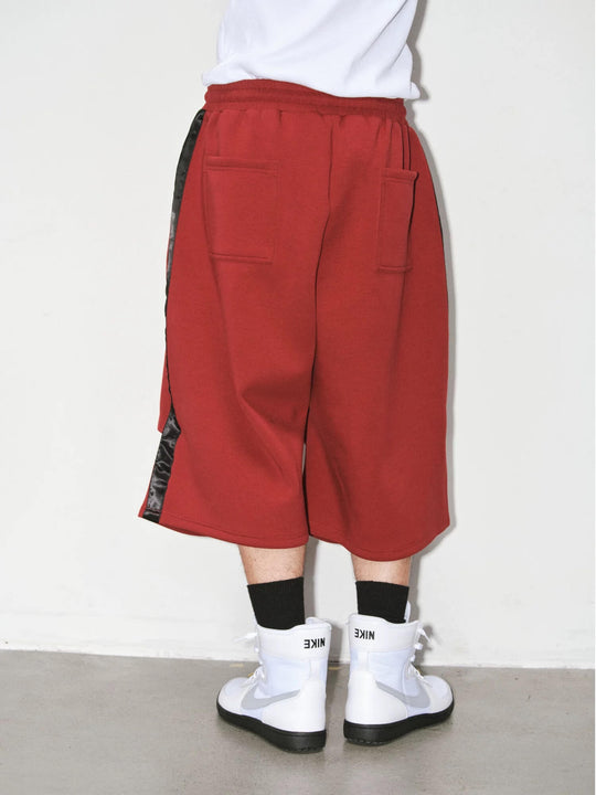 NOVACAM Flocked Print 3D Side Stripe Baggy Sweat Shorts | Face 3 Face