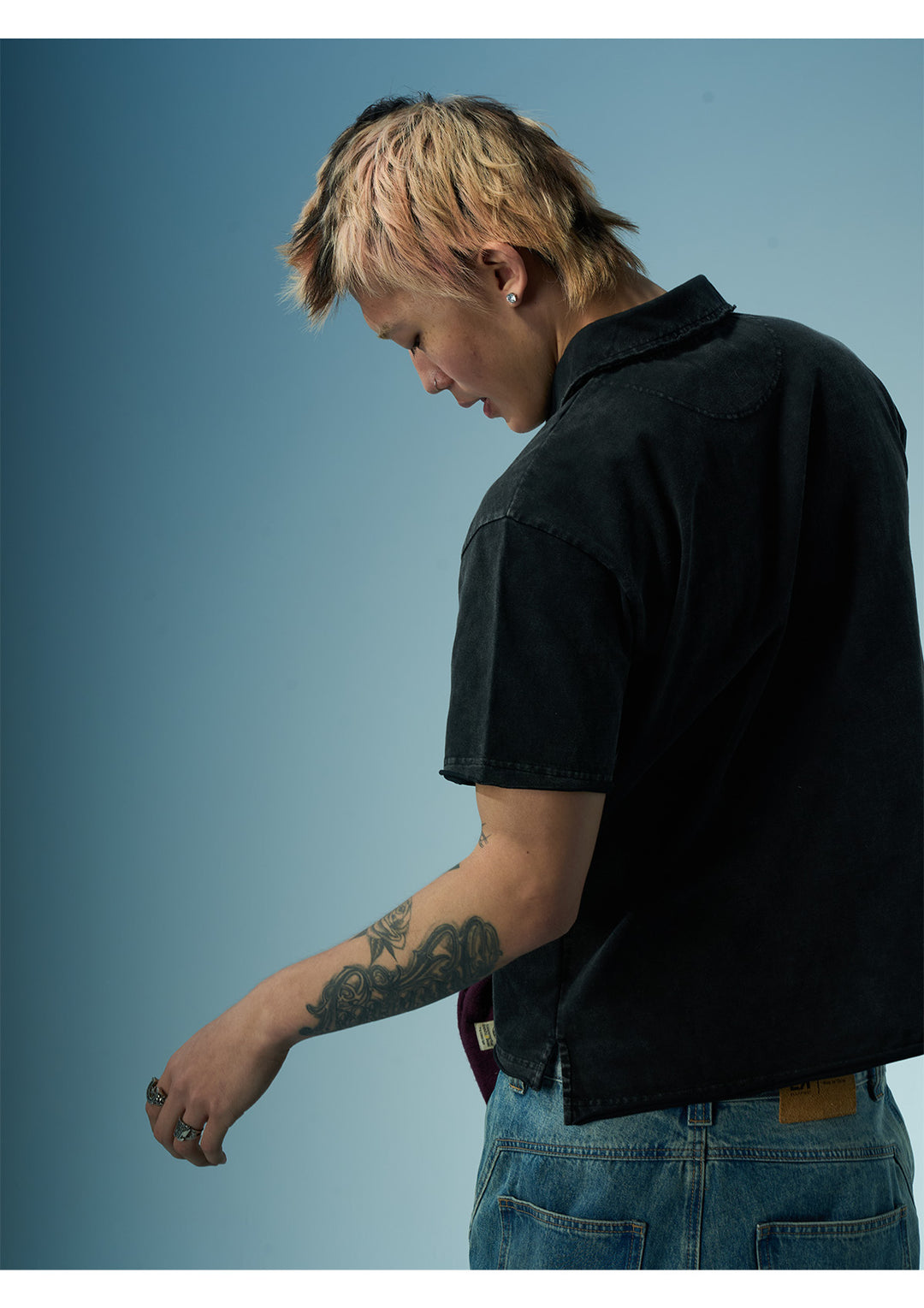 EVILKNIGHT(EK) Embroidered and Logo Printed Washed Polo | Face 3 Face