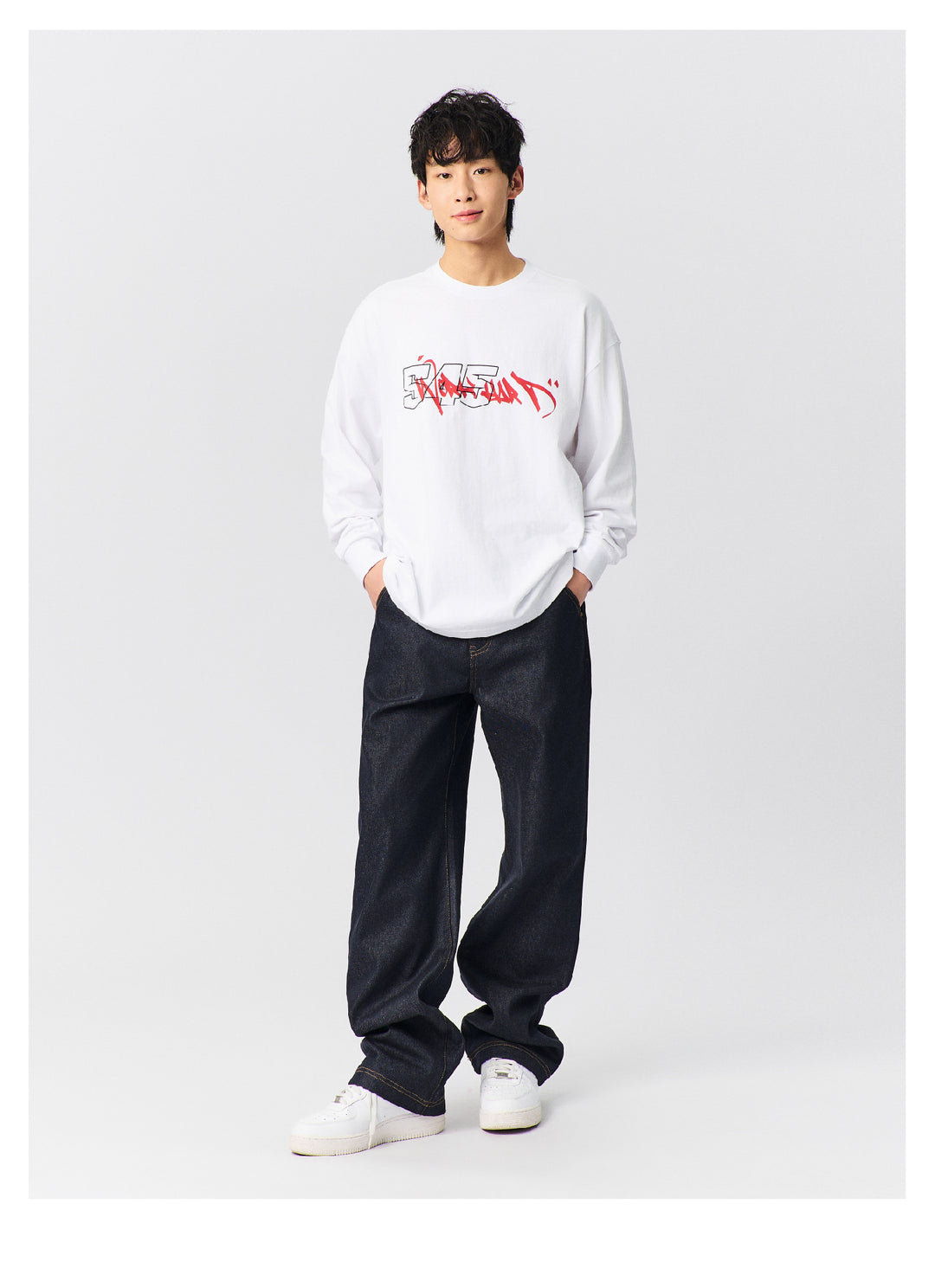 S45 Graffiti Font Typography Long-Sleeve Tee | Face 3 Face