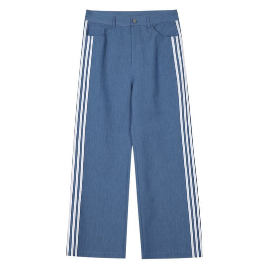 MEDM Stripe Line Denim Sport Pants | Face 3 Face
