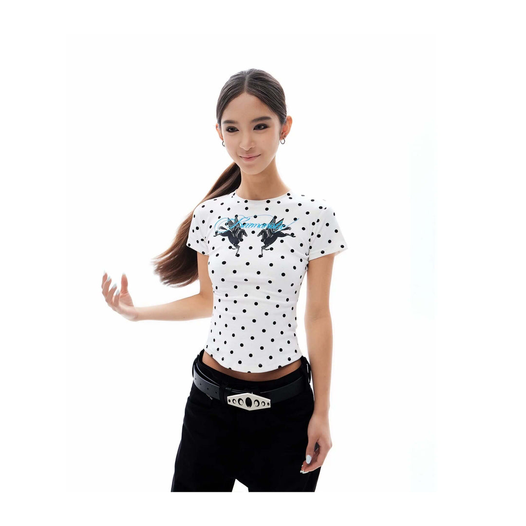 KARMANISTIC All Over Dot Chest Pegasus Print Short Sleeve Tee | Face 3 Face