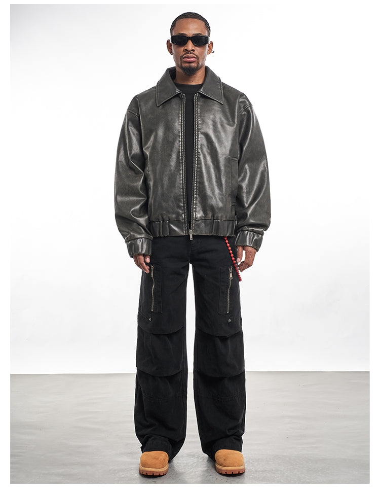 F3F Select Vintage PU Leather Zip Up Jacket | Face 3 Face