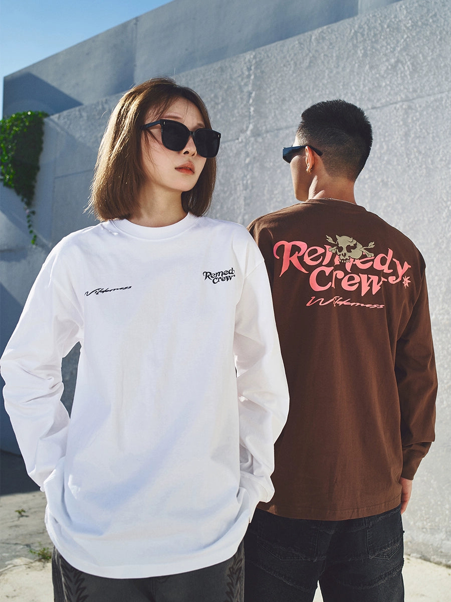 Remedy Skull Logo Print Long Sleeve Tee | Face 3 Face