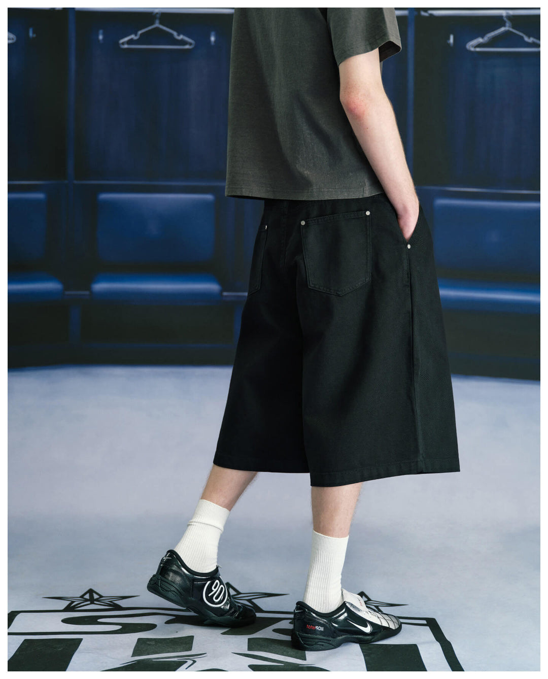 S45 3D Pleat Washed Denim Baggy Shorts | Face 3 Face