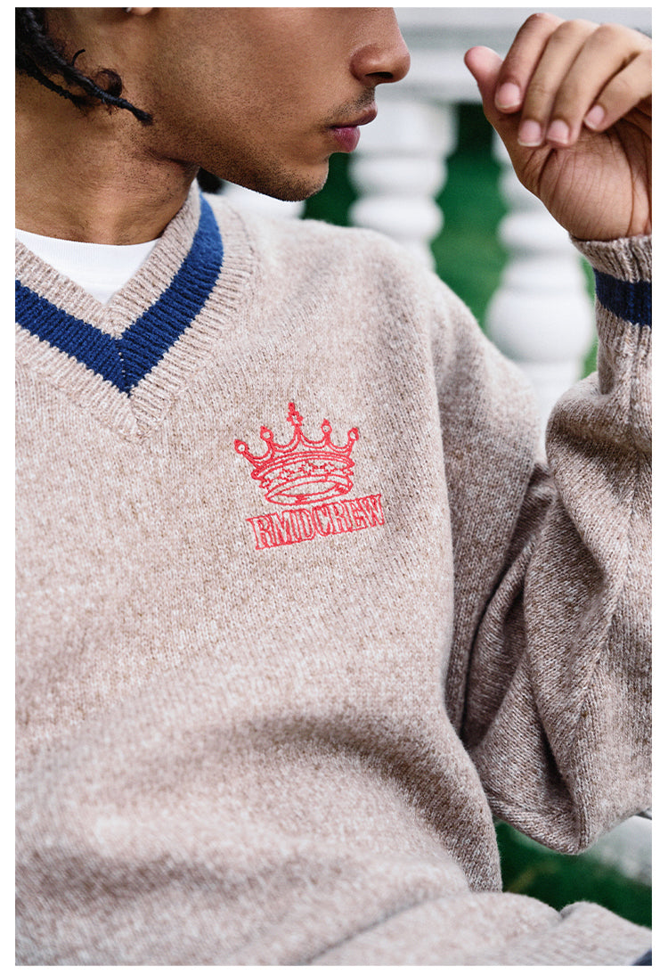 Remedy Embroidered V Neck Knit Sweater | Face 3 Face