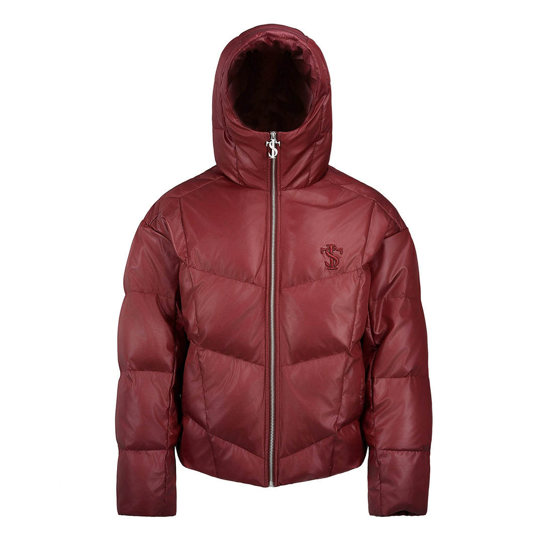 Small Town Kid Metallic Shiny Hooded Down Jacket | Face 3 Face