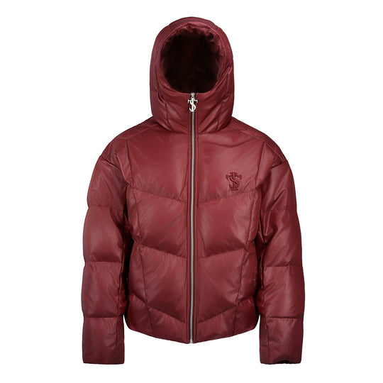 Small Town Kid Metallic Shiny Hooded Down Jacket | Face 3 Face