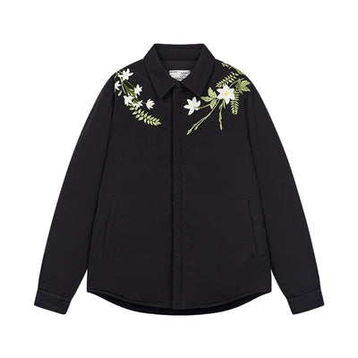 Harsh and Cruel Minimalist Floral Embroidered Down Shirt Jacket | Face 3 Face