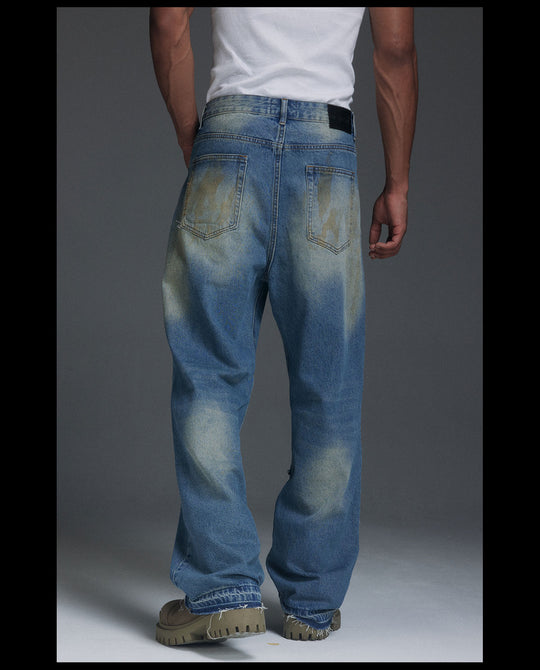 NOVACAM Washed Distressed Double Knee Jeans | Face 3 Face