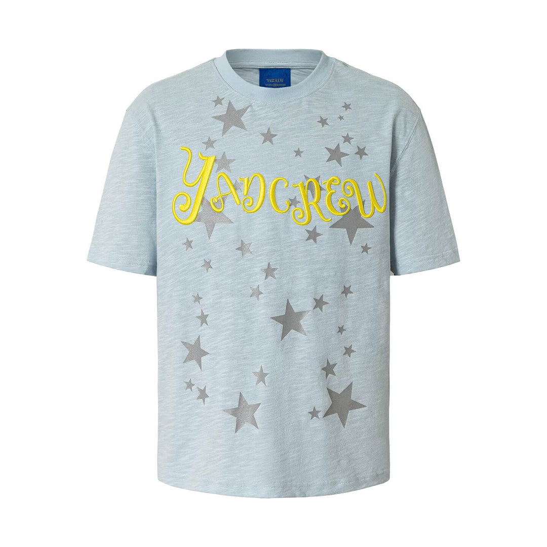 YADcrew Star Print 3D Logo Embroidered Tee | Face 3 Face