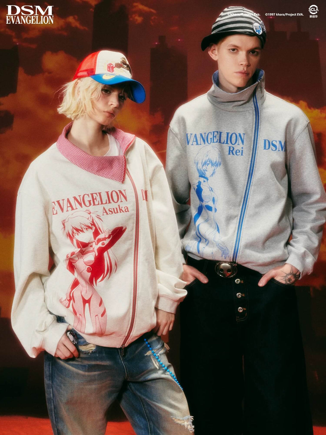 DSM x EVA Character Graphic Slanted Zip Sweatshirt | Face 3 Face