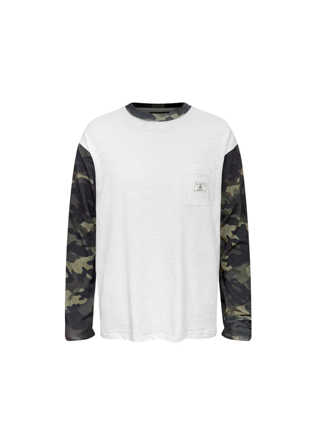 S45 Camouflage Sleeve Color Block Long Sleeve Tee