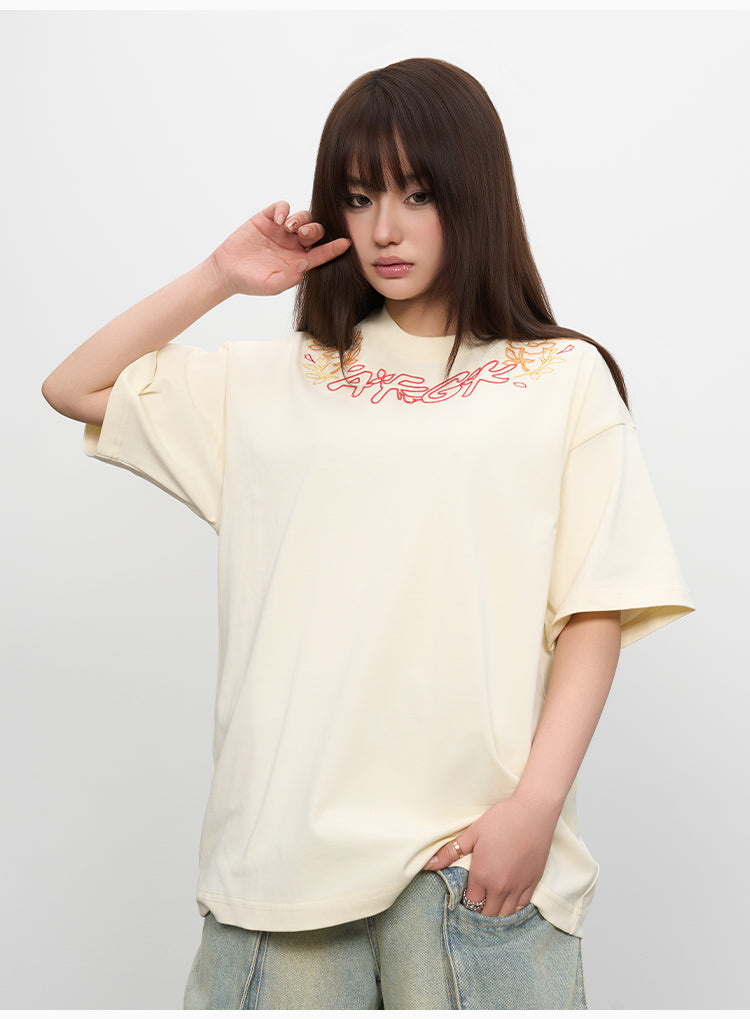 AFGK Floral Logo Neck Embroidered Tee | Face 3 Face