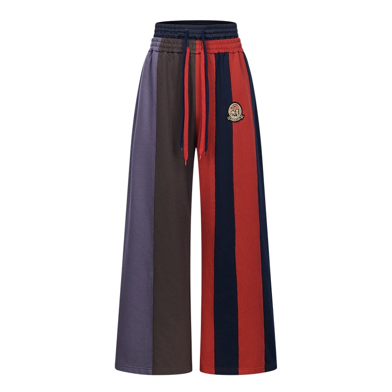 Double-Waist Color-Blocked Patchwork Sweatpants | Face 3 Face