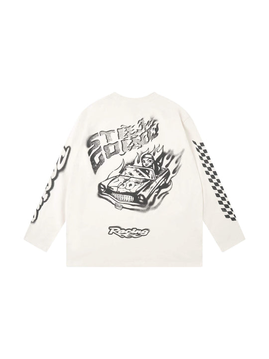 1807 Racing Graffiti Vintage Printed Long Sleeve Tee | Face 3 Face