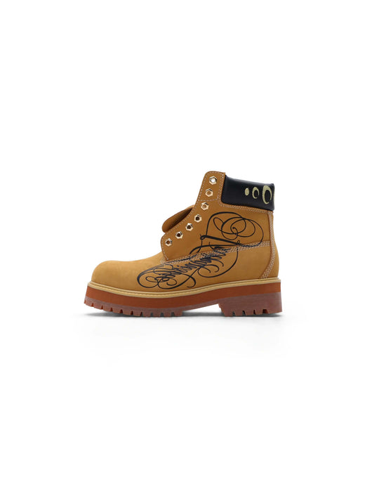 KARMANISTIC Nubuck Leather Embroidered Work Boots | Face 3 Face