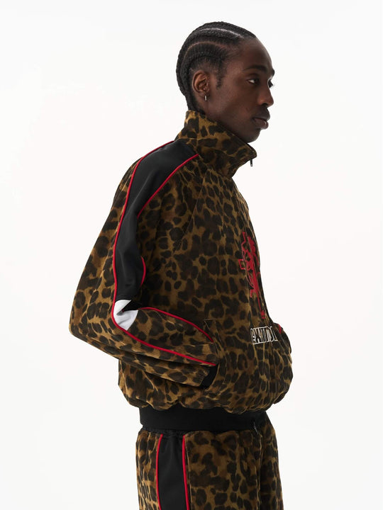 EXITMODE BY BLIND NO PLAN Horse Graphic Leopard Print Track Jacket | Face 3 Face