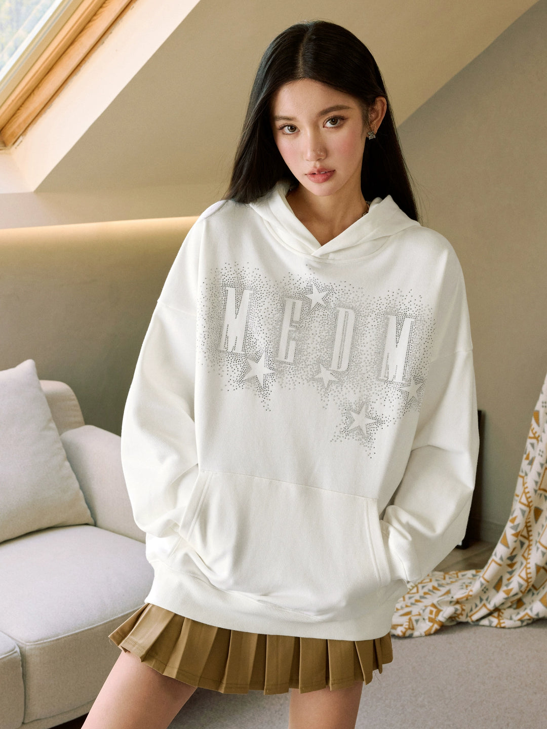 MEDM Rhinestone Star & Logo Hoodie | Face 3 Face