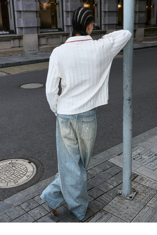 STEEPC Sparkling Rhinestone Washed Baggy Jeans | Face 3 Face