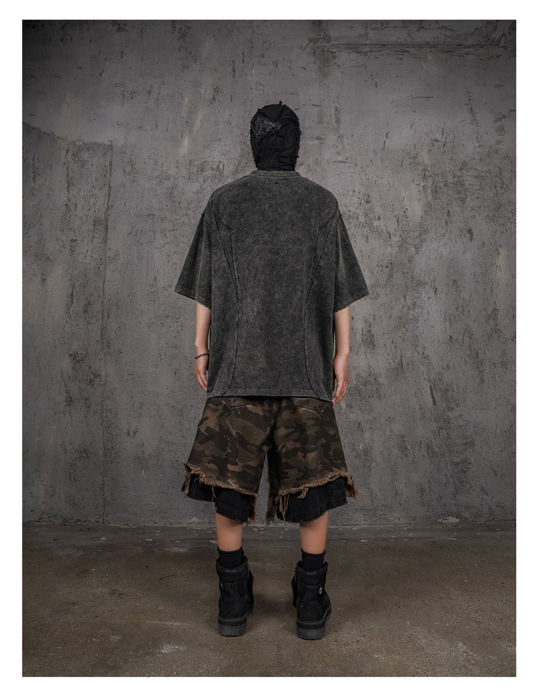 UNDERWATER Black Sand-Washed Faded Deconstructed Tee | Face 3 Face