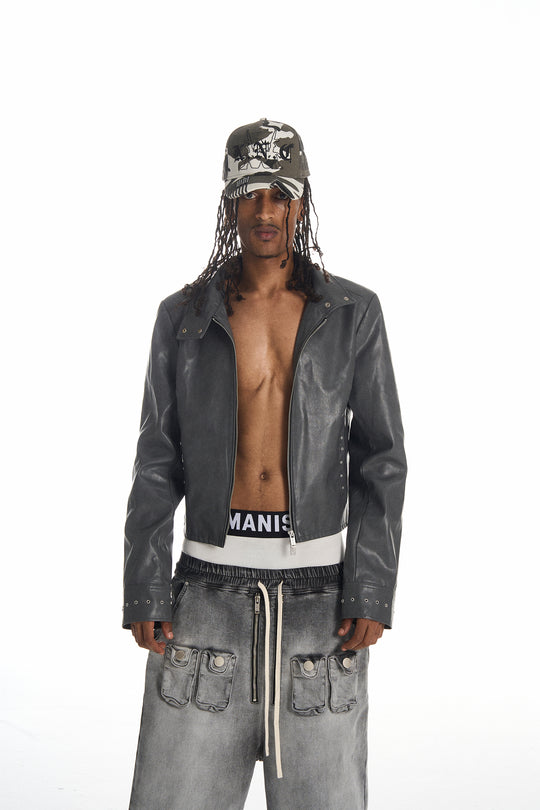 KARMANISTIC Racing Short Leather Jacket | Face 3 Face