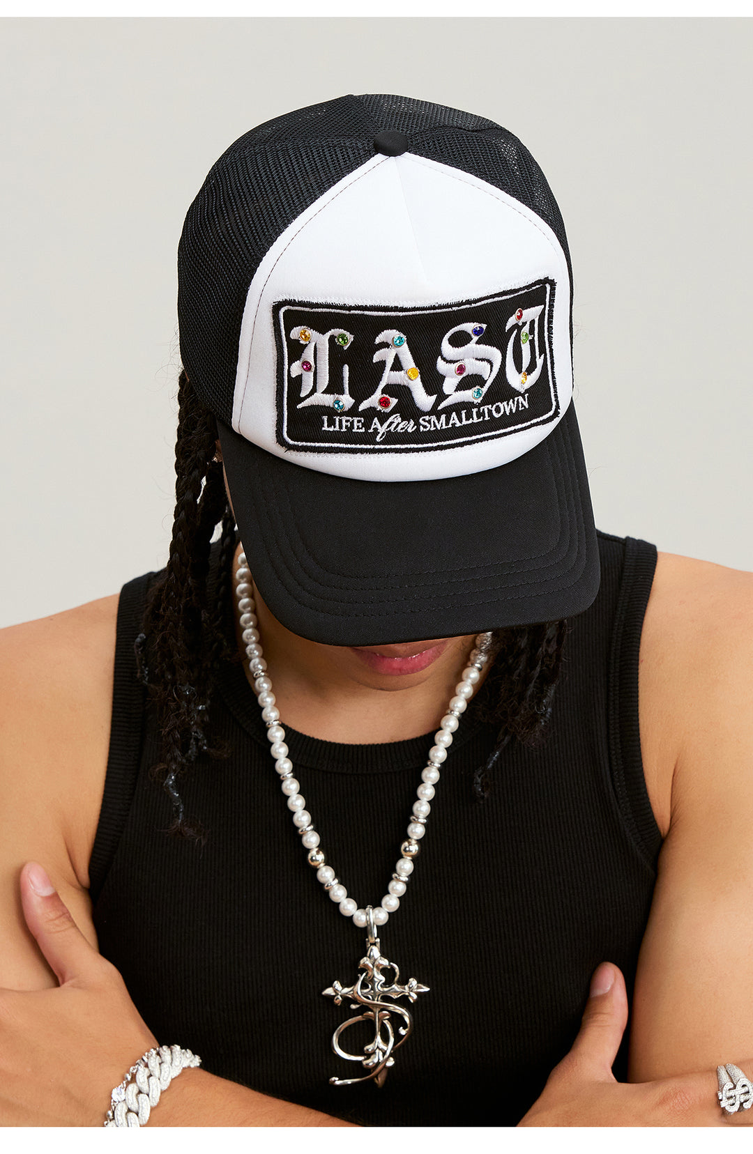 Small Town Kid LAST Badge Diamond Studded Trucker Cap | Face 3 Face