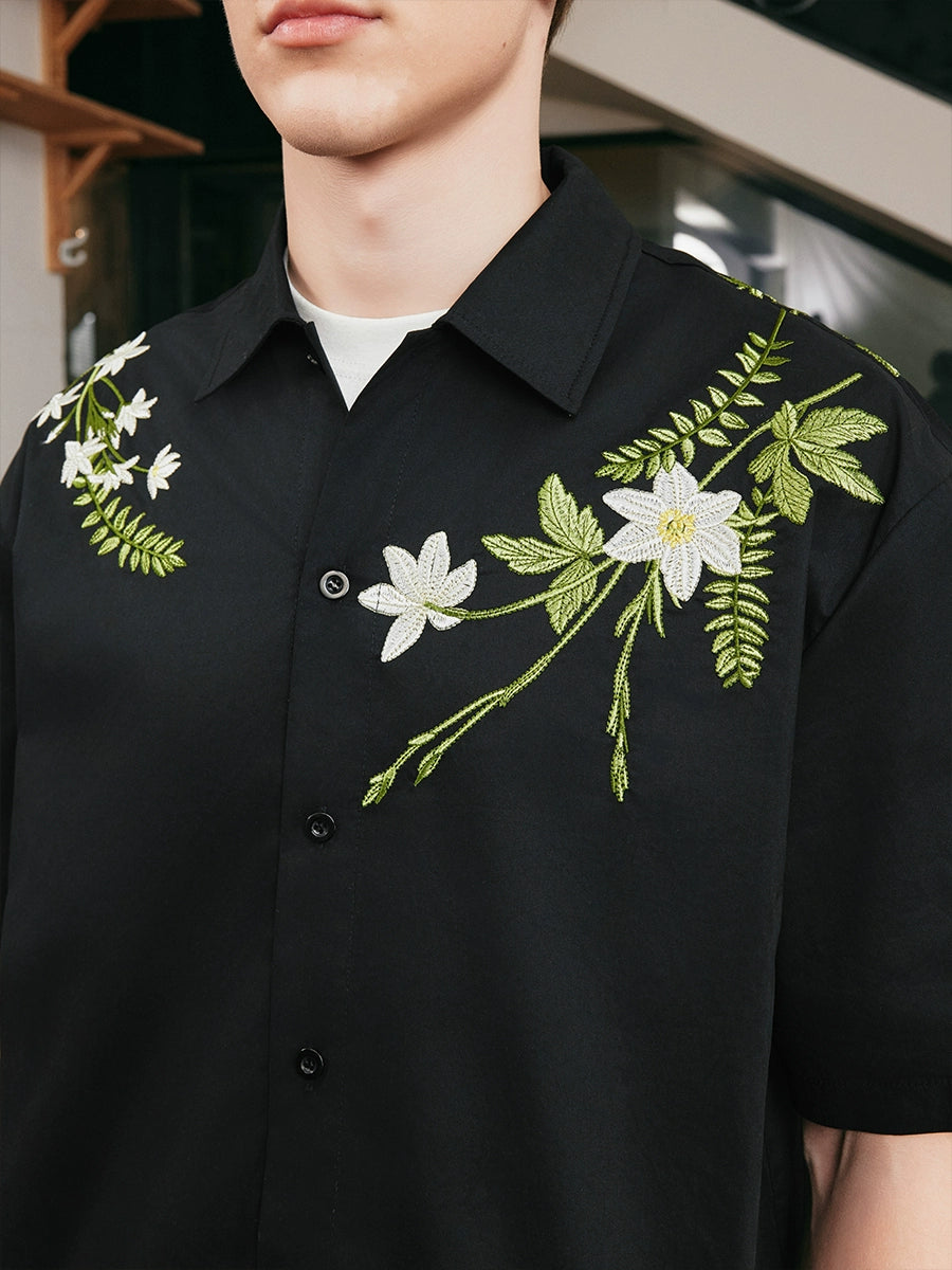 Harsh and Cruel Floral Embroidered Cuban Shirt | Face 3 Face