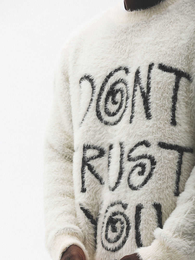 UNTILWERICH "I DON'T TRUST YOU" Fuzzy Knit Sweater | Face 3 Face