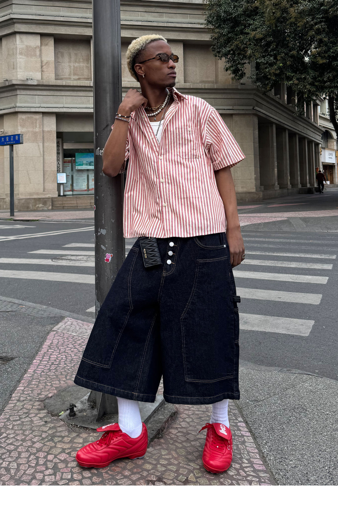 STEEPC Striped Boxy Wide Short Sleeve Shirt | Face 3 Face