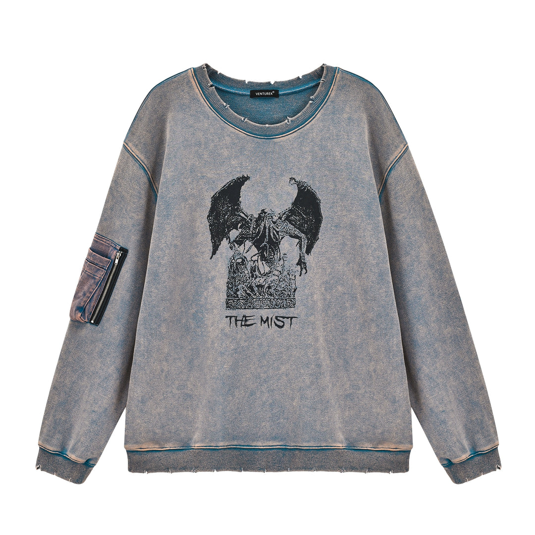 VENTUREK Washed Destruction Printed Sweatshirt | Face 3 Face