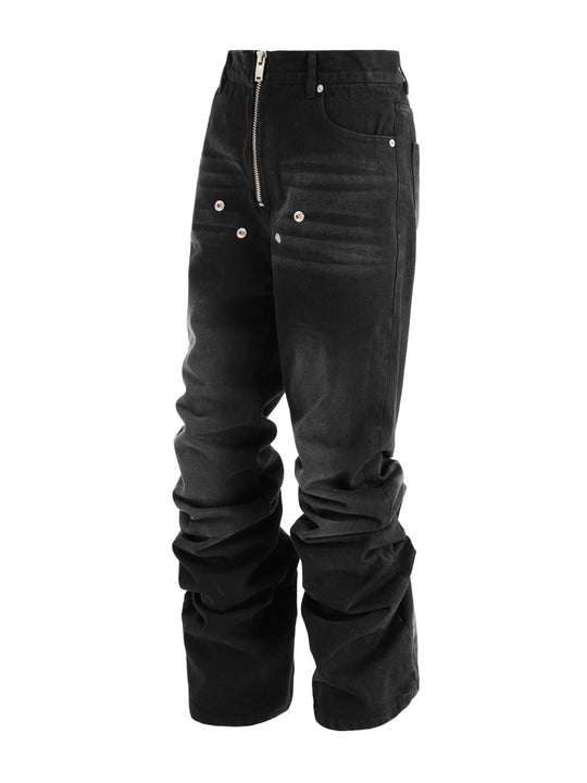 KARMANISTIC Rivet Zipper Fly Washed Flared Jeans | Face 3 Face