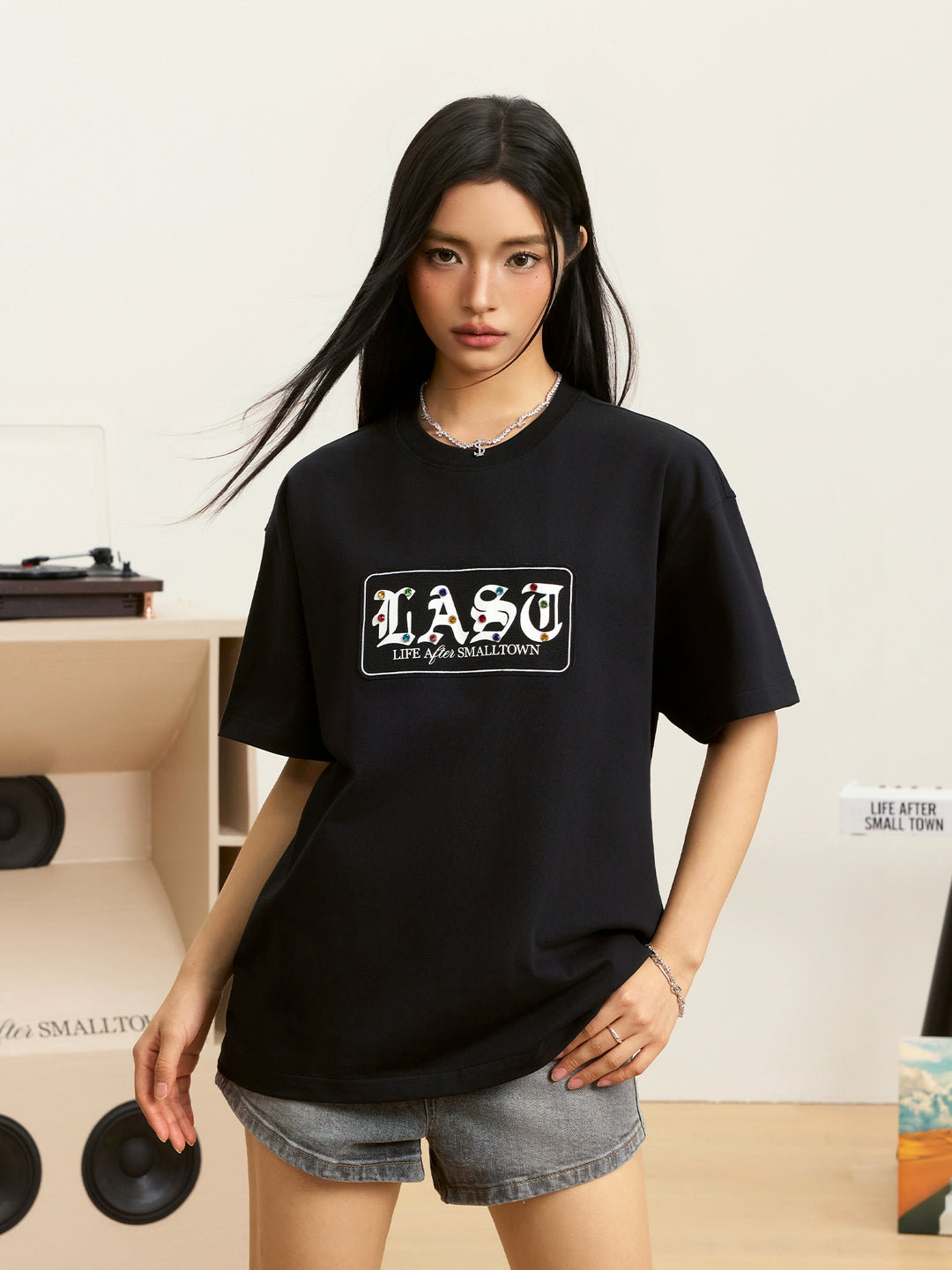 Small Town Kid LAST Multicolor Studded Patch Tee | Face 3 Face