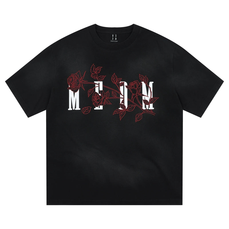 MEDM Rose Flower Print Washed Tee | Face 3 Face
