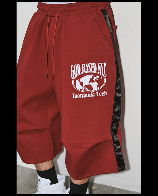 NOVACAM Flocked Print 3D Side Stripe Baggy Sweat Shorts | Face 3 Face