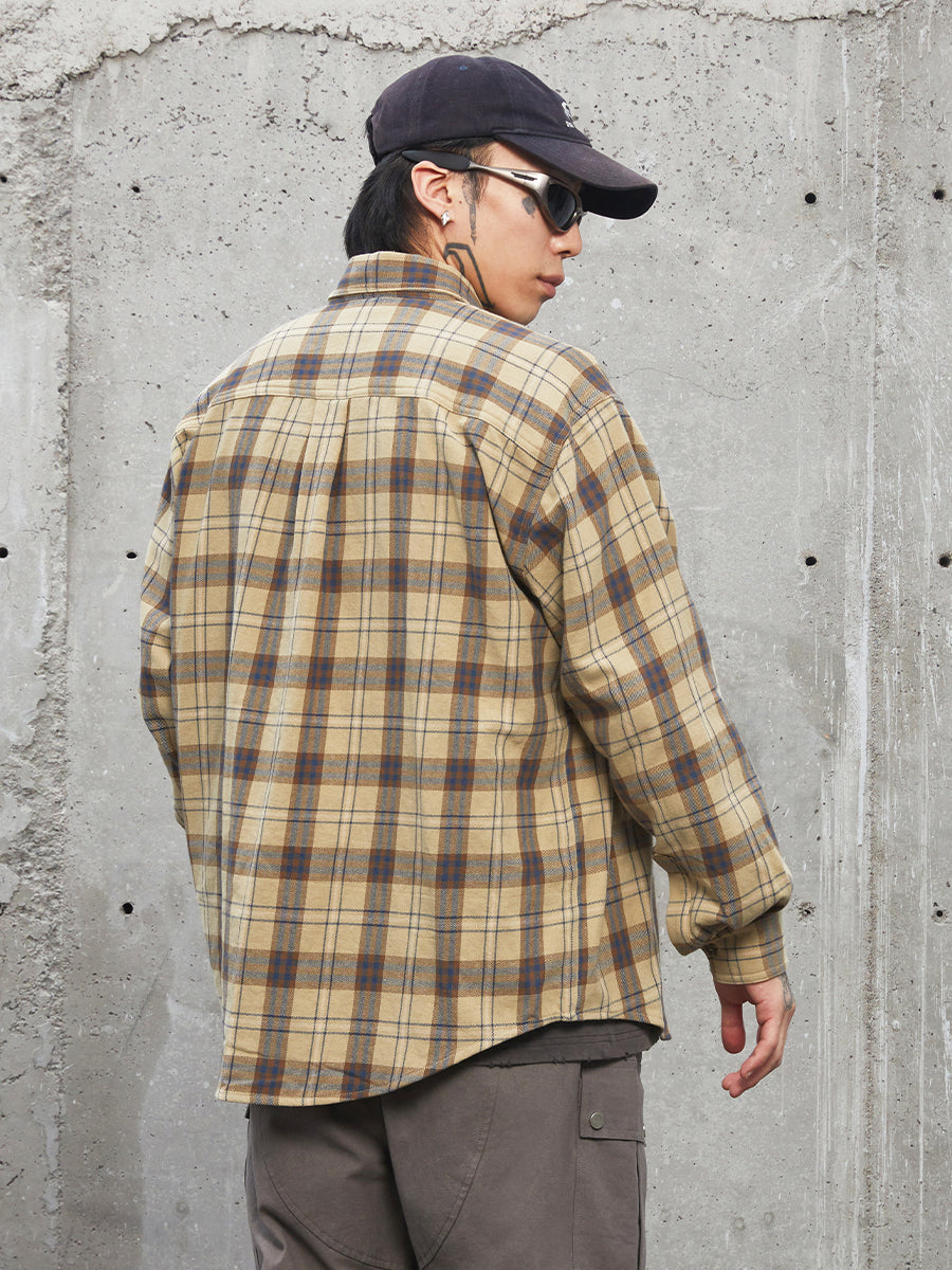 F2CE Khaki Plaid Long Sleeved Shirt