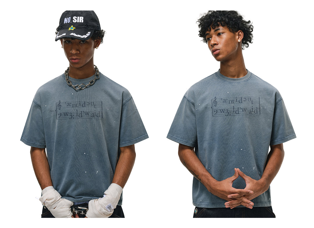 ANTIDOTE Gradient Phonogram Letter Print Ink Splash Tee | Face 3 Face