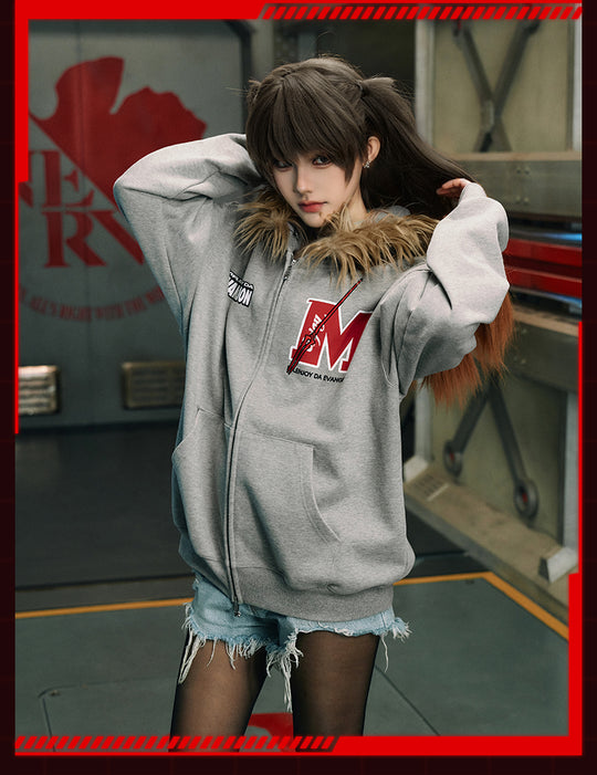 MEDM x EVA Lilith Removable Fur Zip-Up Hoodie | Face 3 Face