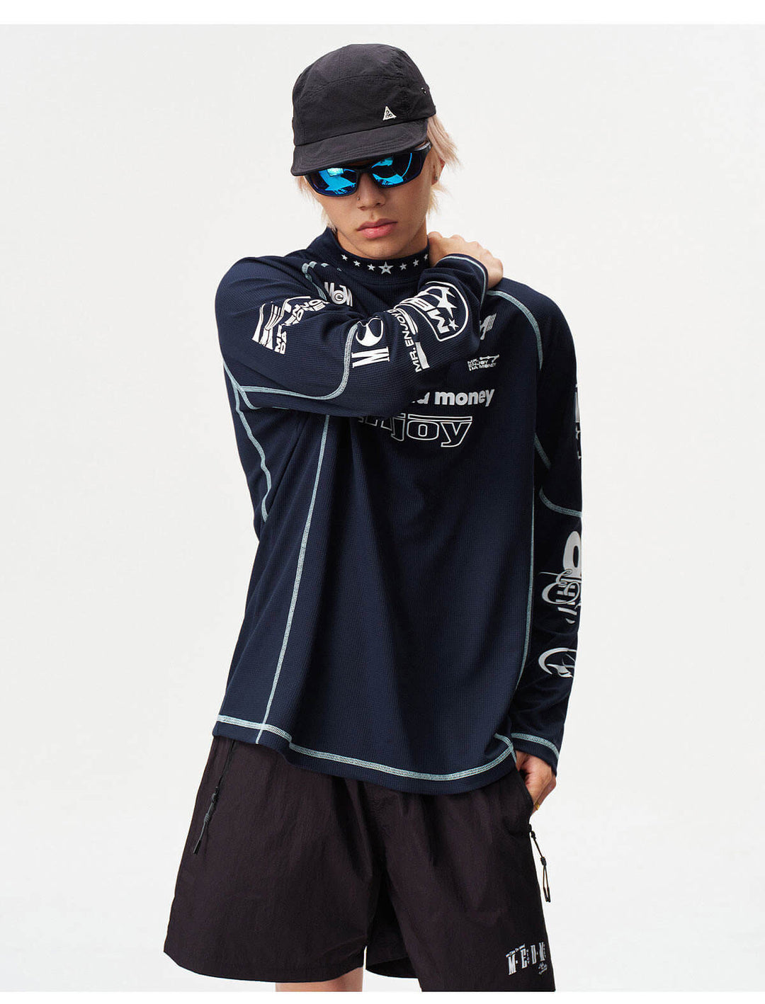 MEDM Multi Logo Print Quick Dry Long Sleeve Sports Tee | Face 3 Face