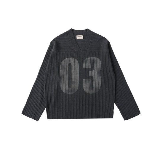 LIBERAFIT V Neck Ribbed Knit Long Sleeve Sweater | Face 3 Face