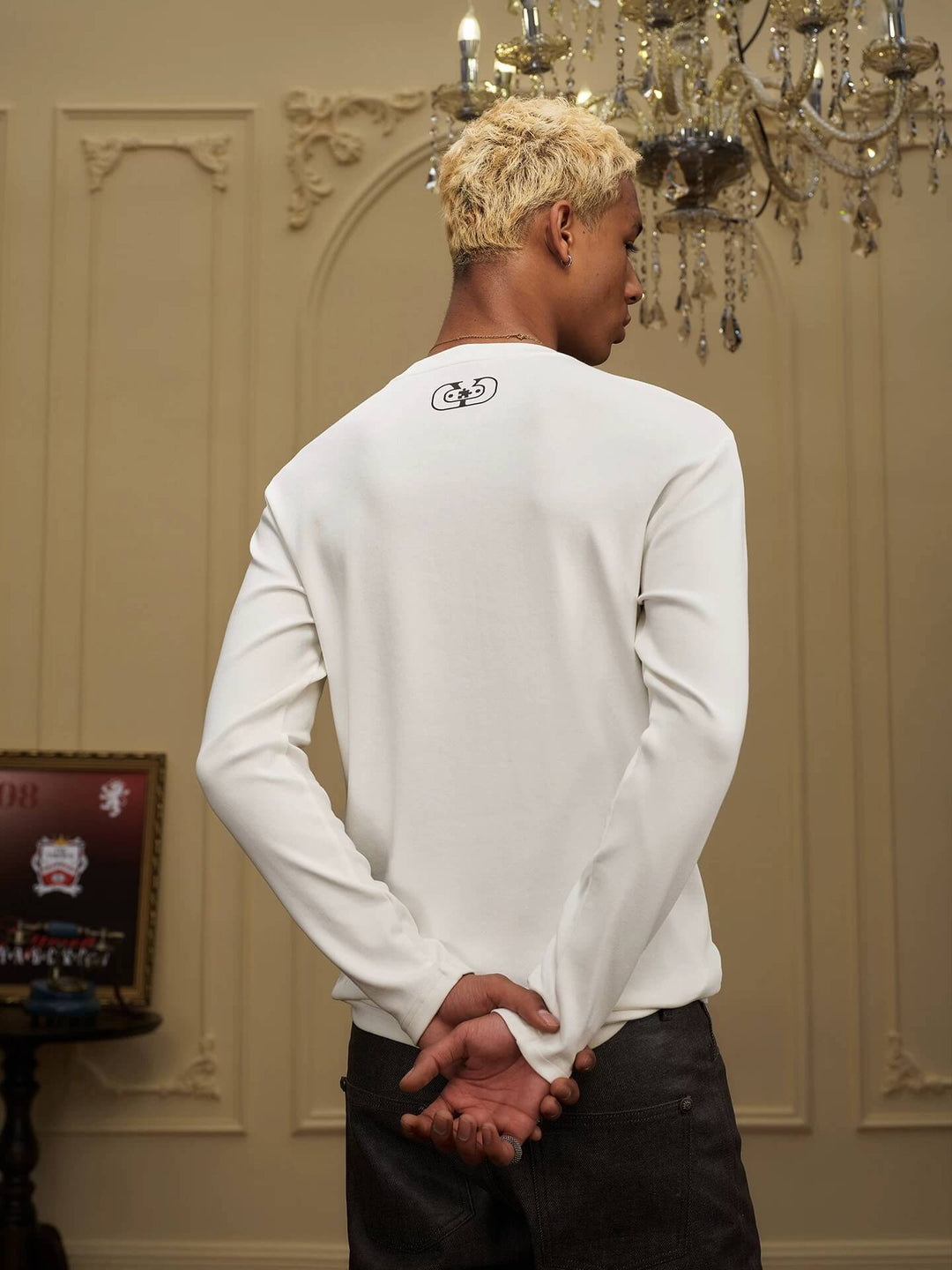 YADcrew Neck Logo Print Stretch Long Sleeve Tee | Face 3 Face