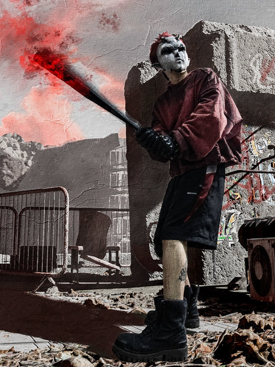 UNDERWATER Dirty Dye Aged Colorblock Nylon Shorts | Face 3 Face