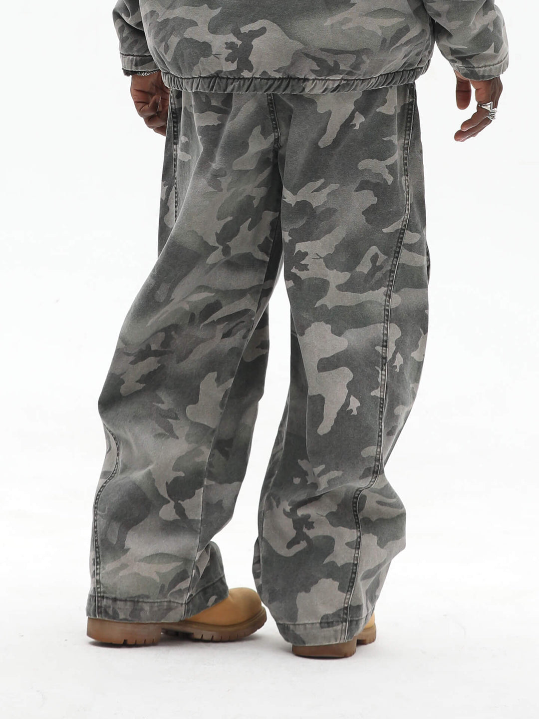 UNTILWERICH Washed Camouflage Work Cargo Pants