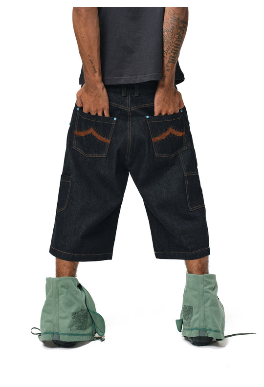 ANTIDOTE Blue Stone Studded Denim Shorts | Face 3 Face