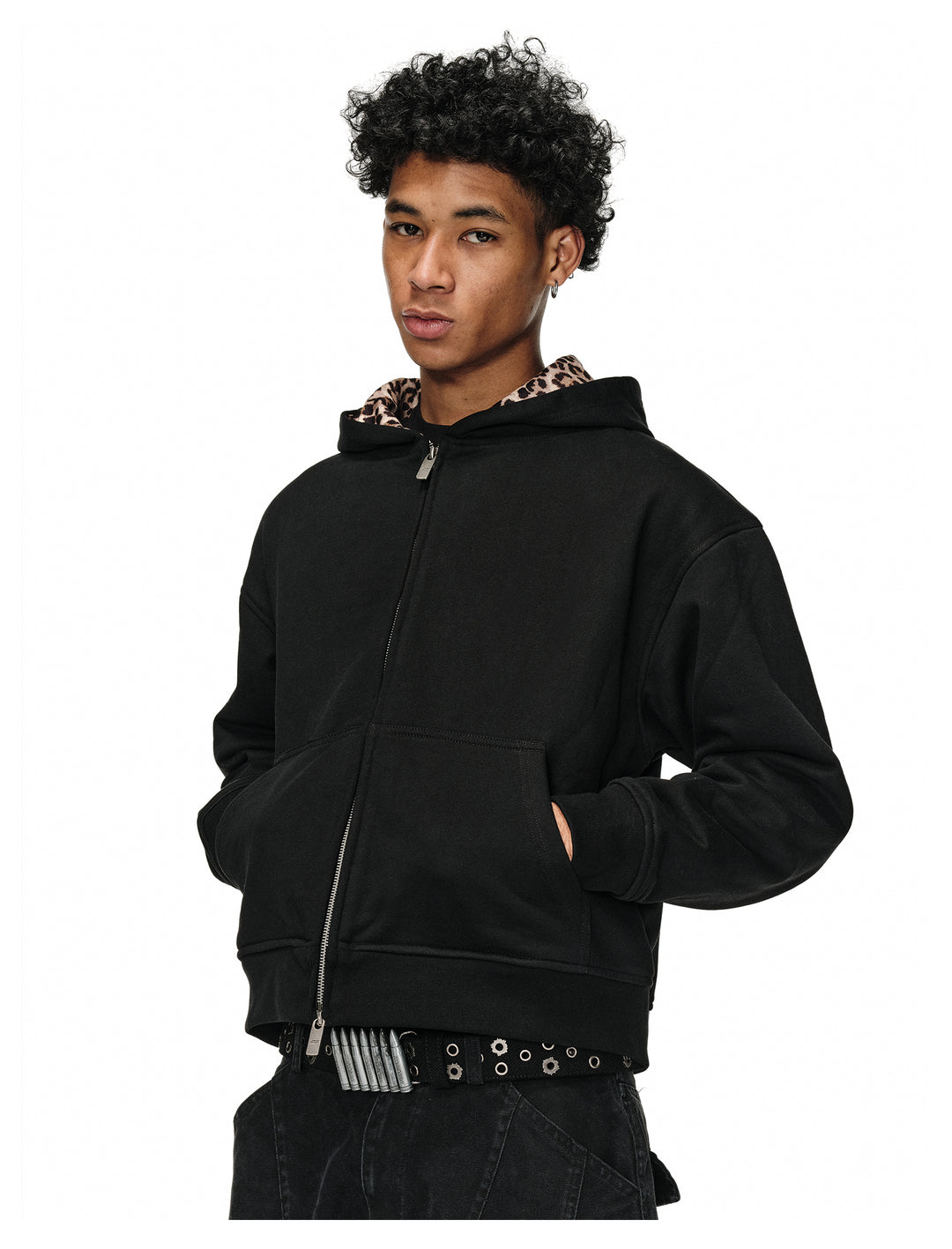 ANTIDOTE Leopard Print Lined Double-Zip Hoodie | Face 3 Face