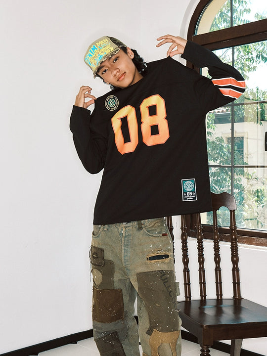 JUST VIBE Patchwork Long Sleeve Hockey Jersey Tee | Face 3 Face
