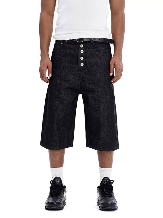F3F Select Button Fly Baggy Denim Shorts